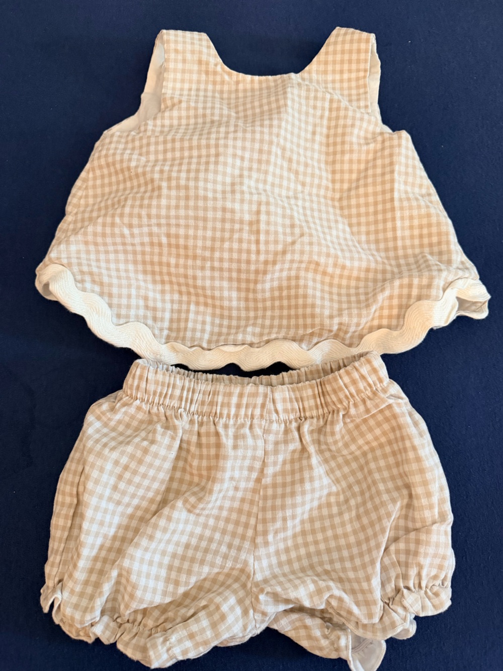 Classic Beige Gingham Baby Girl Set
